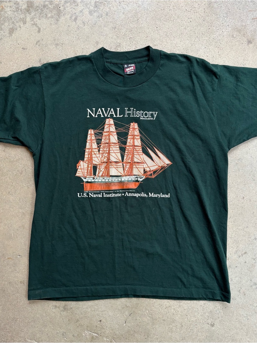 Vintage US Naval History Institute T-Shirt Men’s XL USS Constitution 90s